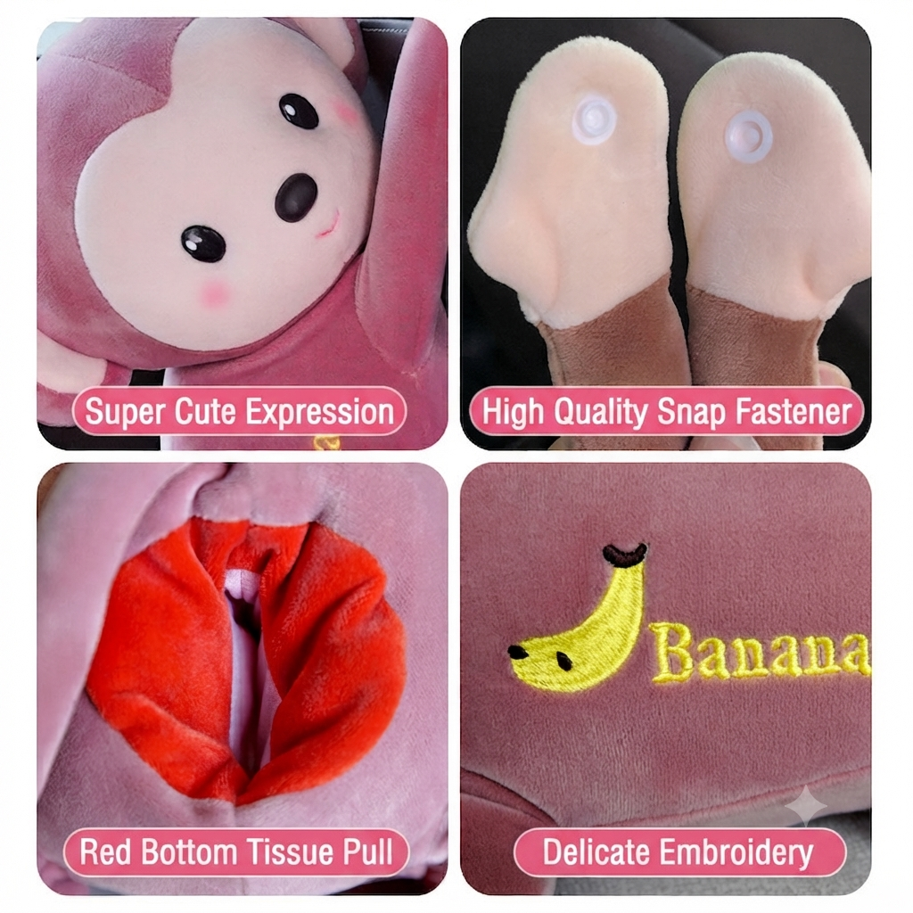 Cute Cartoon Monkey Hanging Tissue Box Holder