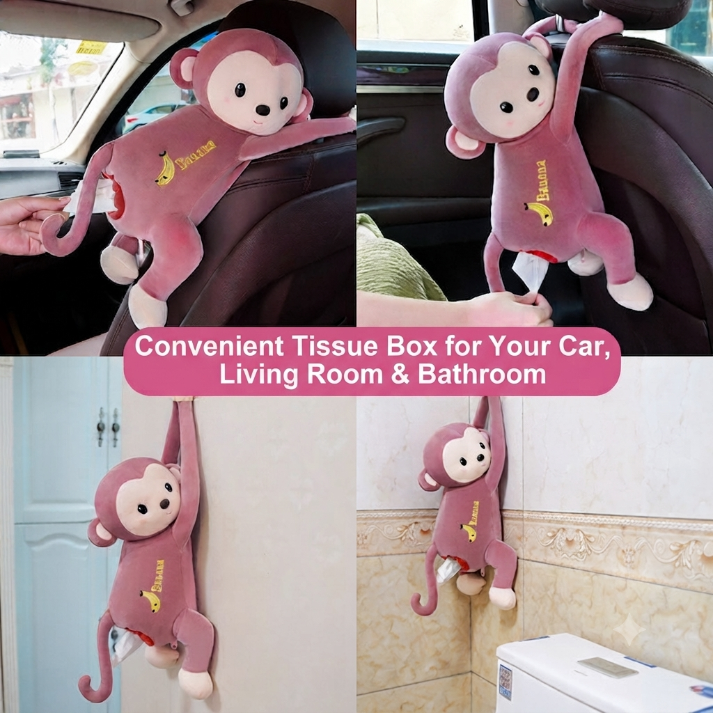 Cute Cartoon Monkey Hanging Tissue Box Holder