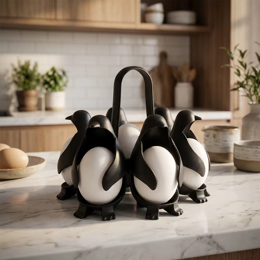 Cute Penguin Egg Boiler & Steamer Rack with Handle