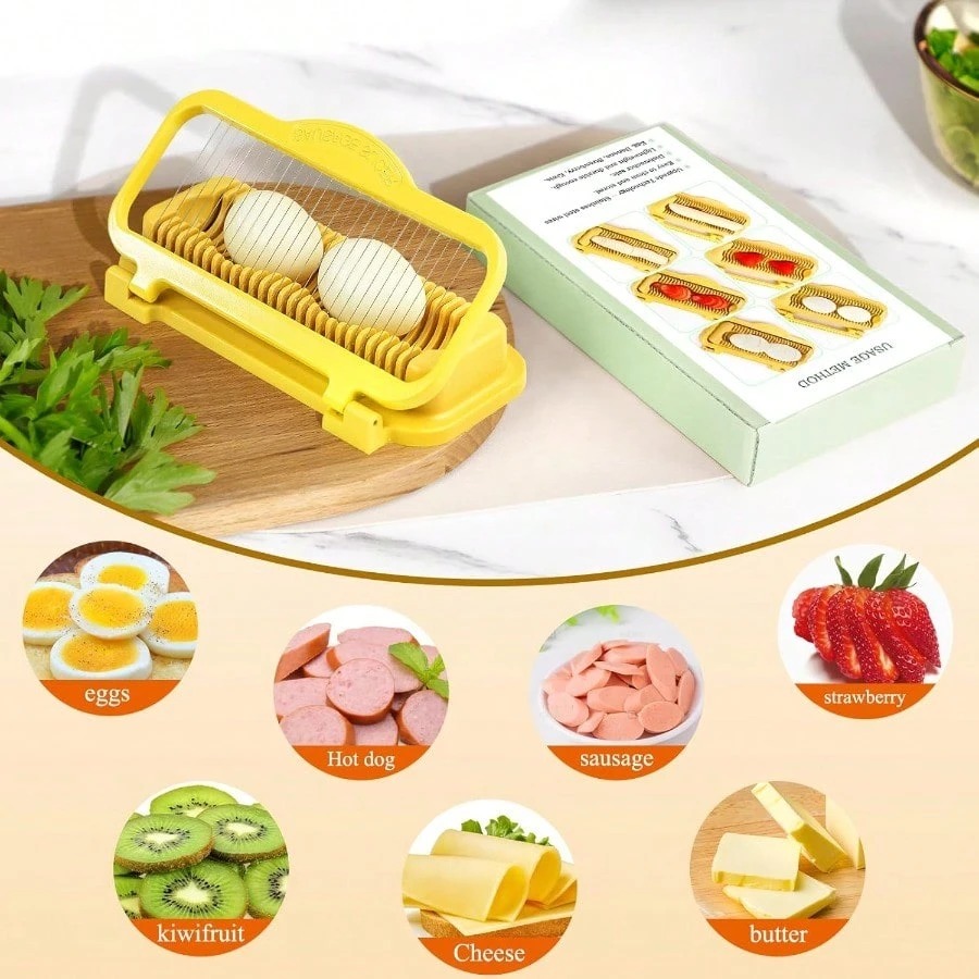 Large Multipurpose Egg & Fruit Slicer – Stainless Steel Wire Cutter