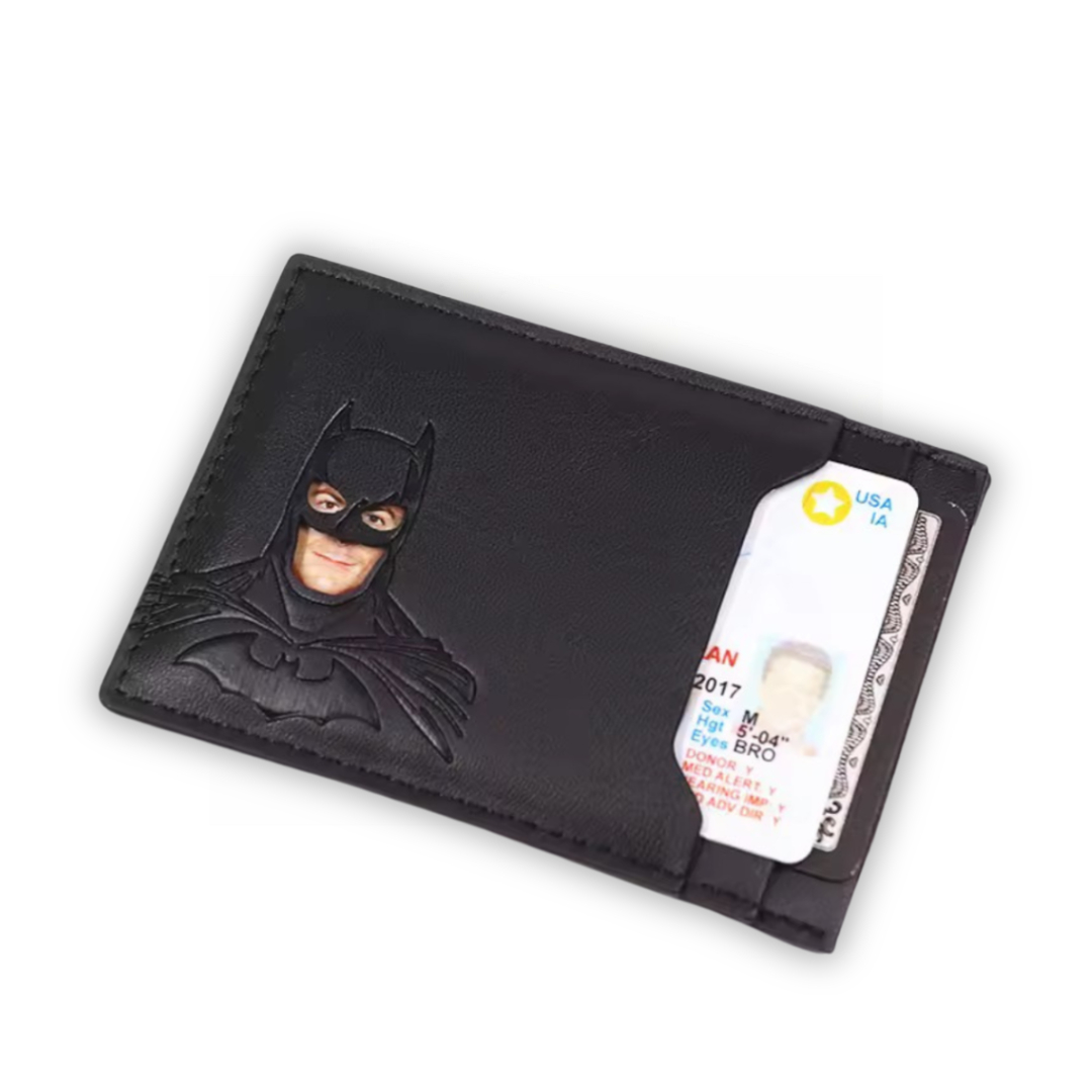 Personalized Leather Mask ID Card Holder Wallet