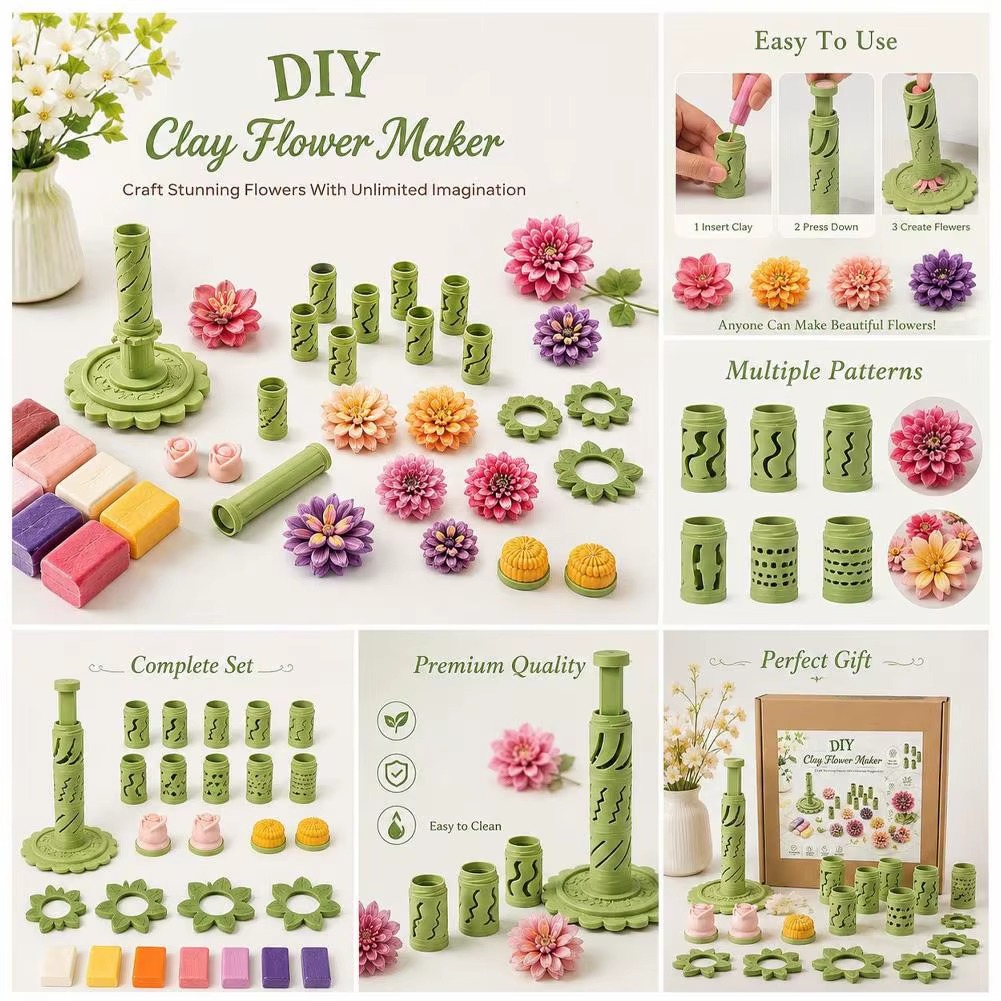DIY Clay Flower Maker – Modular 3D Bloom Shaping Tool for Polymer & Modeling Clay