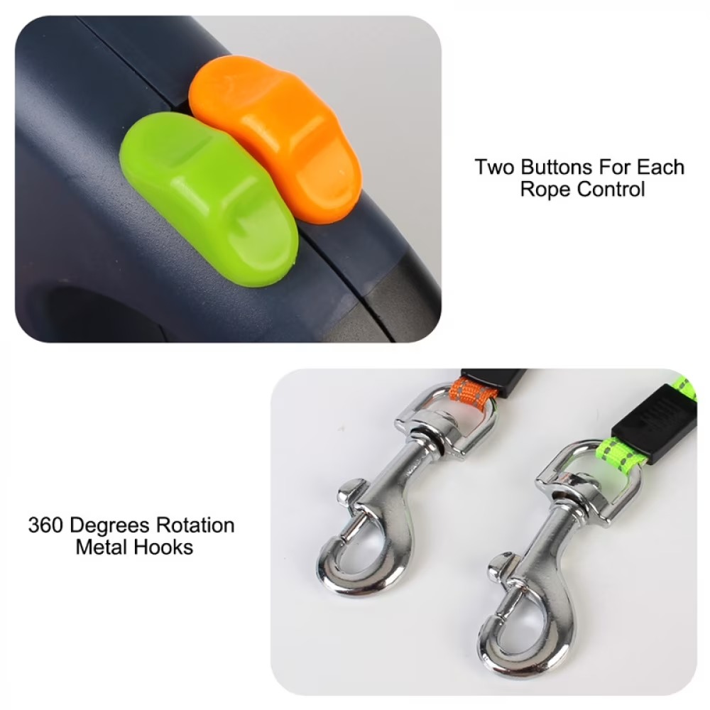 Dual Dog Retractable Leash – 360° Tangle-Free with Separate Controls