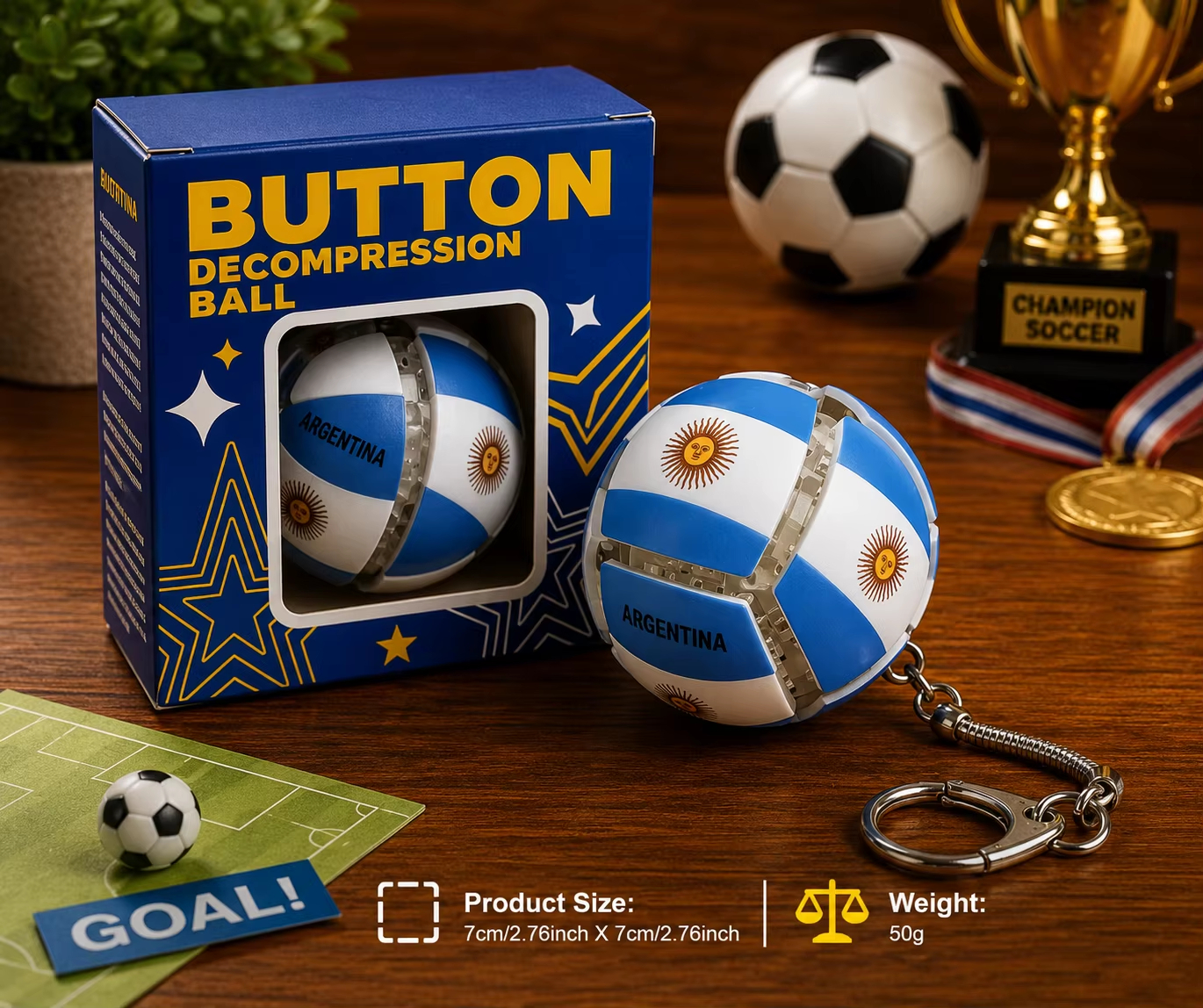 🏆⚽ 2026 World Cup Soccer Ball Fidget Button Keychain