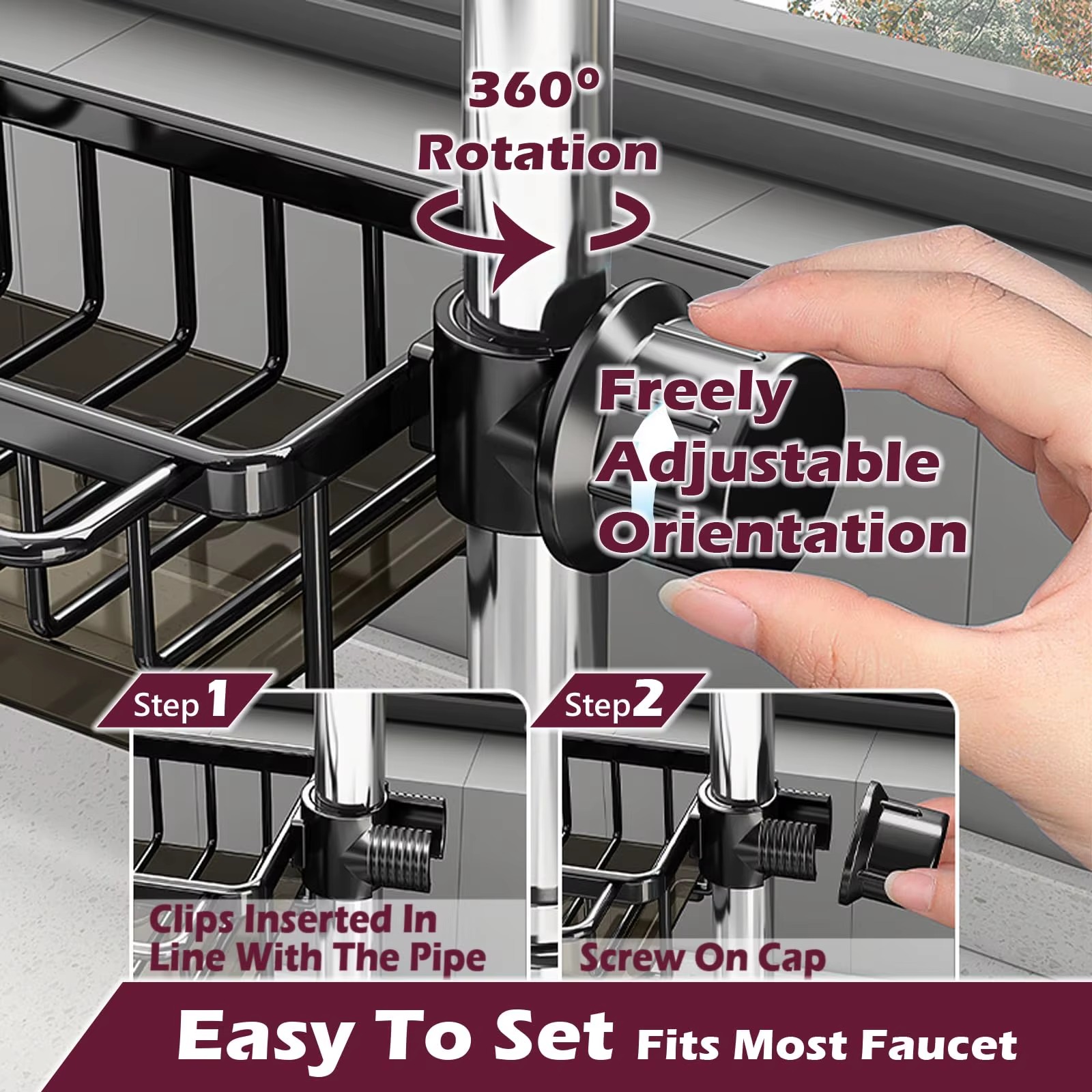 Space-Saving Sink Caddy with Drain Tray – Sponge & Soap Organizer