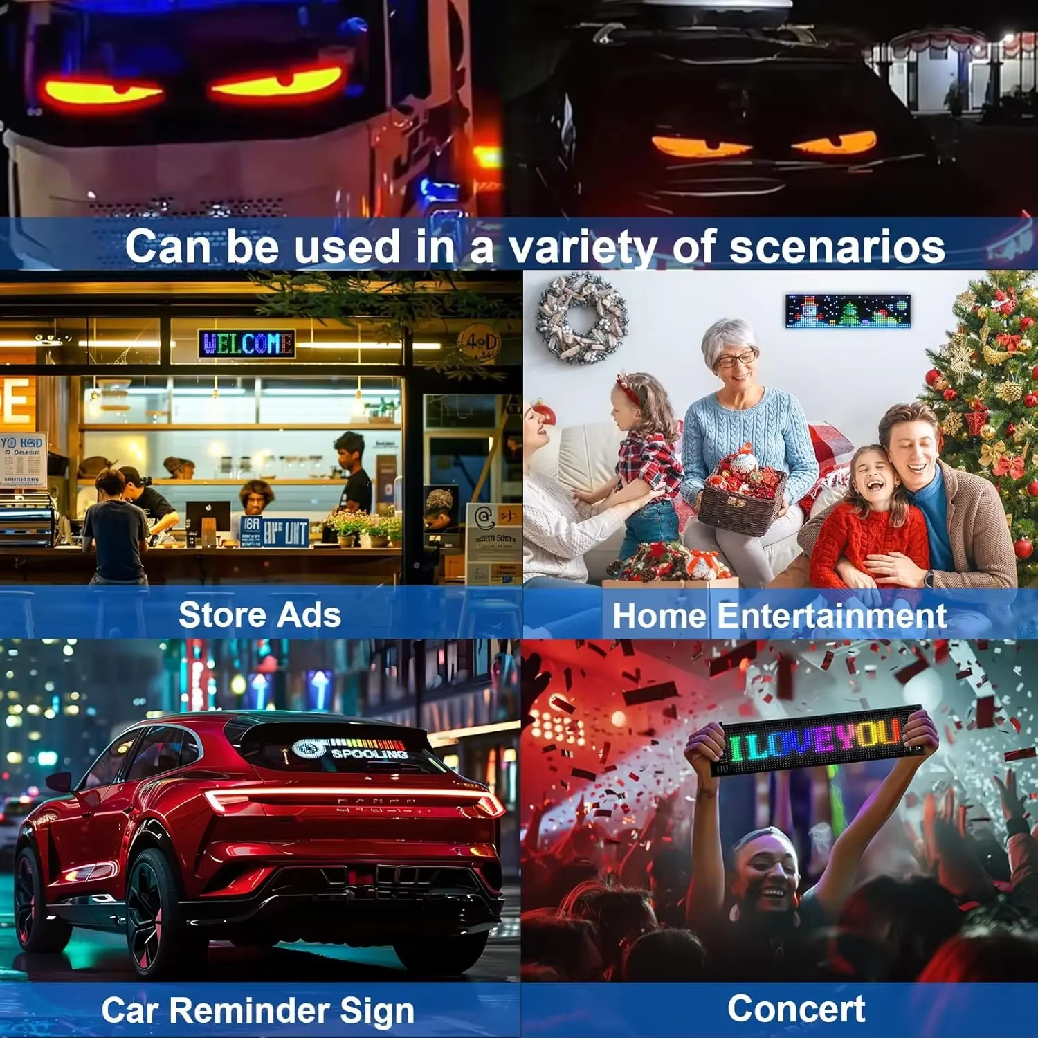 Programmable LED Matrix Sign for Cars – Waterproof Scrolling Display