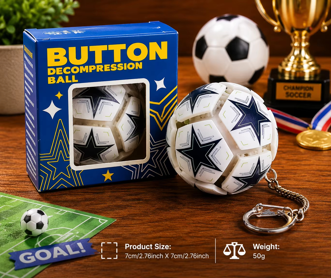 🏆⚽ 2026 World Cup Soccer Ball Fidget Button Keychain