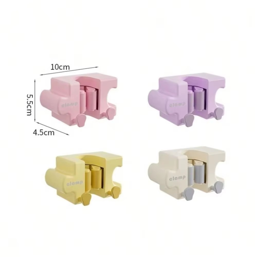 Macaron Puzzle Mop Holder with Hooks – Self-Adhesive Wall-Mounted Organizer