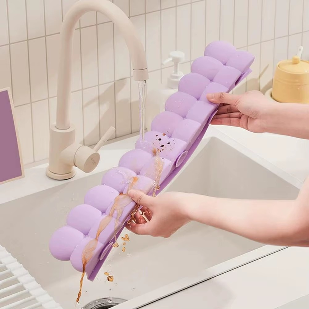 Silicone Sink Splash Guard with Suction Cups – Waterproof Water Barrier for Kitchen Sink