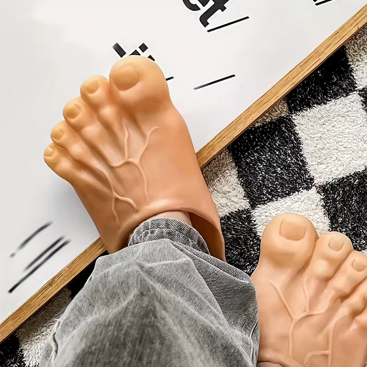 Funny Realistic Barefoot Slippers – Novelty Big Toe Shoes for Halloween, Cosplay & Pranks