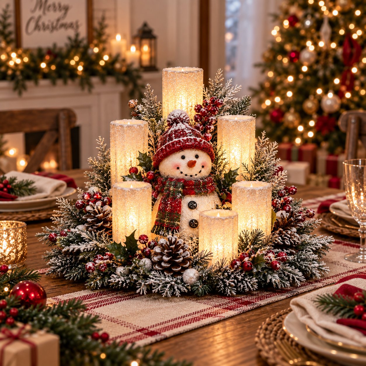Christmas Hot Sale🎄Christmas Lighted Centerpiece with Flameless Candle Glow