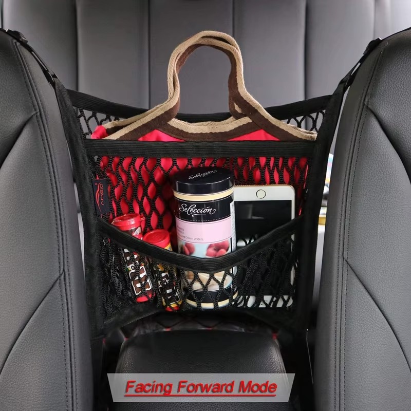 Car Seat Storage Net Bag – Stretchable Pet Barrier & Organizer