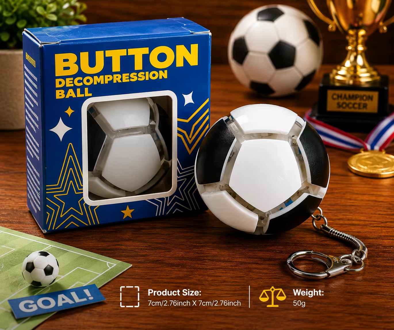 🏆⚽ 2026 World Cup Soccer Ball Fidget Button Keychain