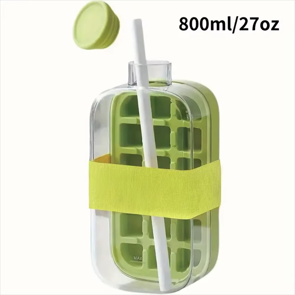 2-in-1 Ice Cube Bottle with Straw