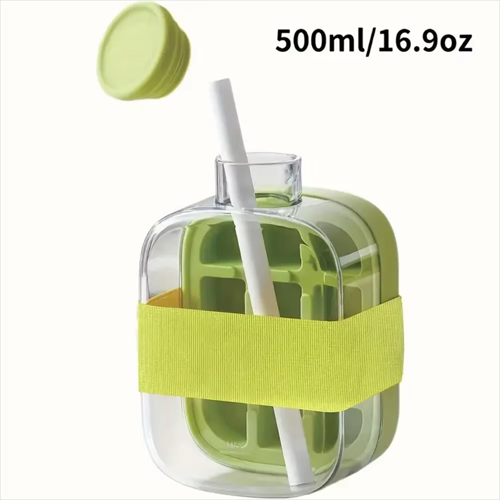 2-in-1 Ice Cube Bottle with Straw