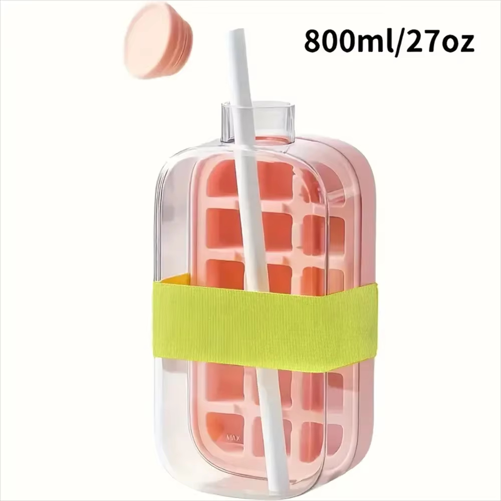 2-in-1 Ice Cube Bottle with Straw