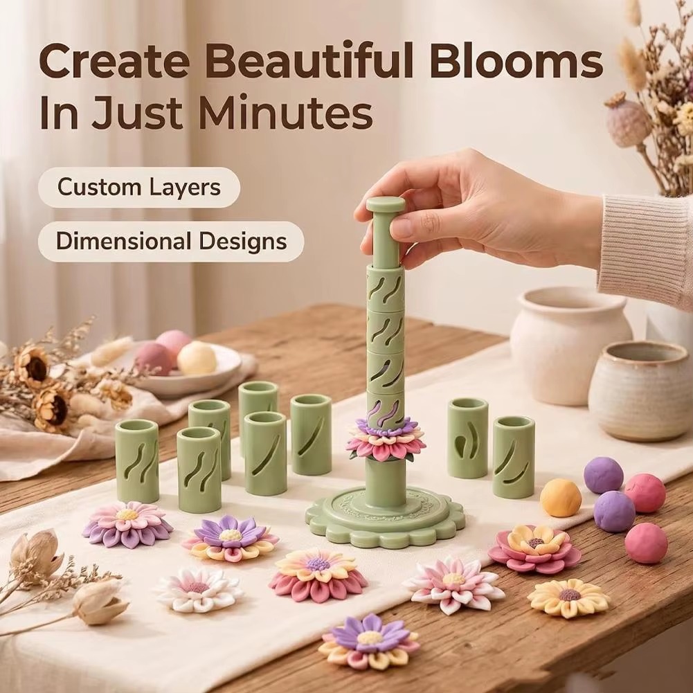 DIY Clay Flower Maker – Modular 3D Bloom Shaping Tool for Polymer & Modeling Clay