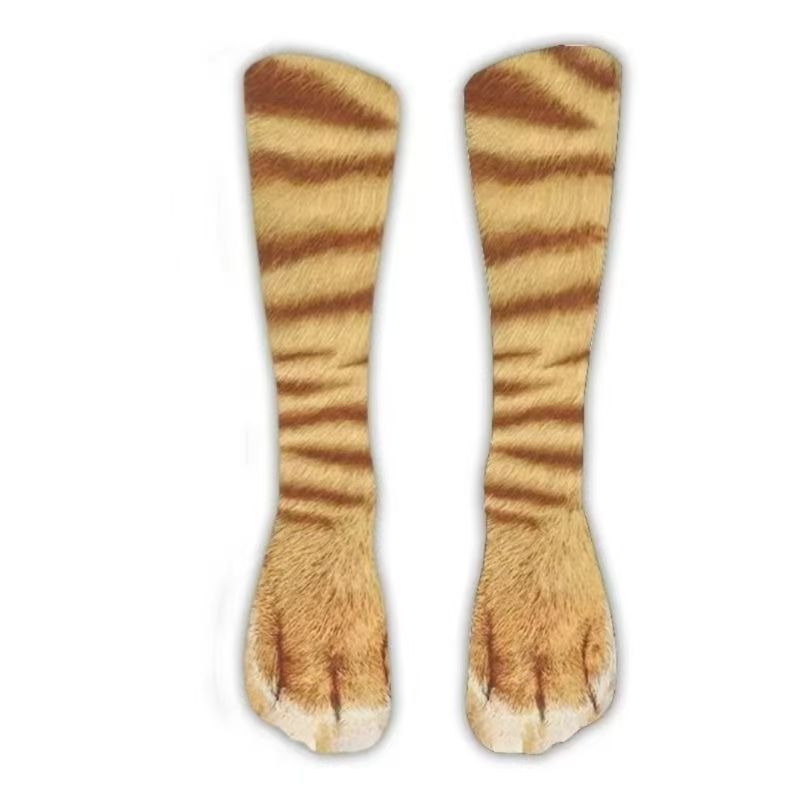 Funny 3D Animal Paw Print Socks – Realistic Cat, Dog & Tiger Novelty Socks
