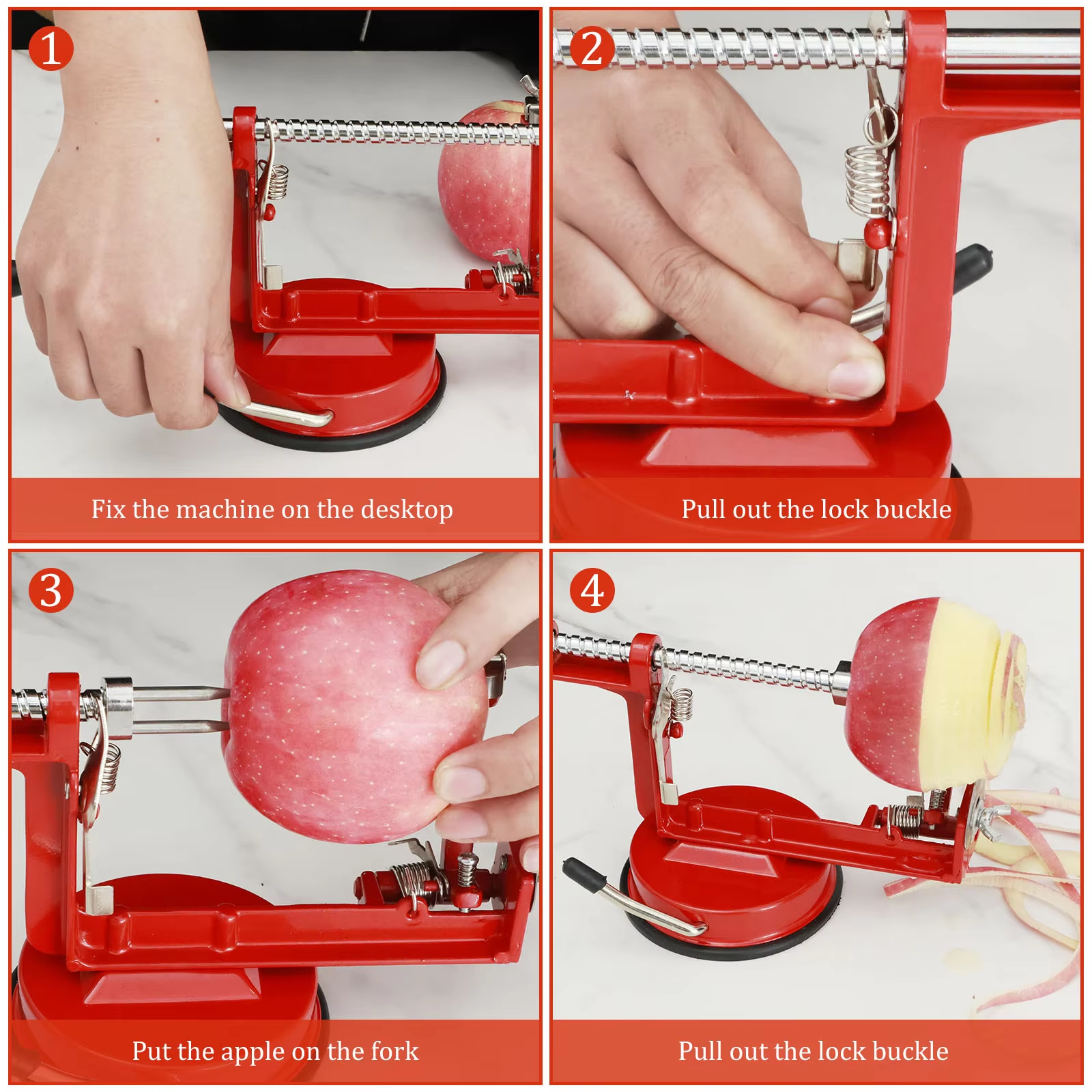3-in-1 Hand Crank Fruit Peeler – Peel, Slice & Core