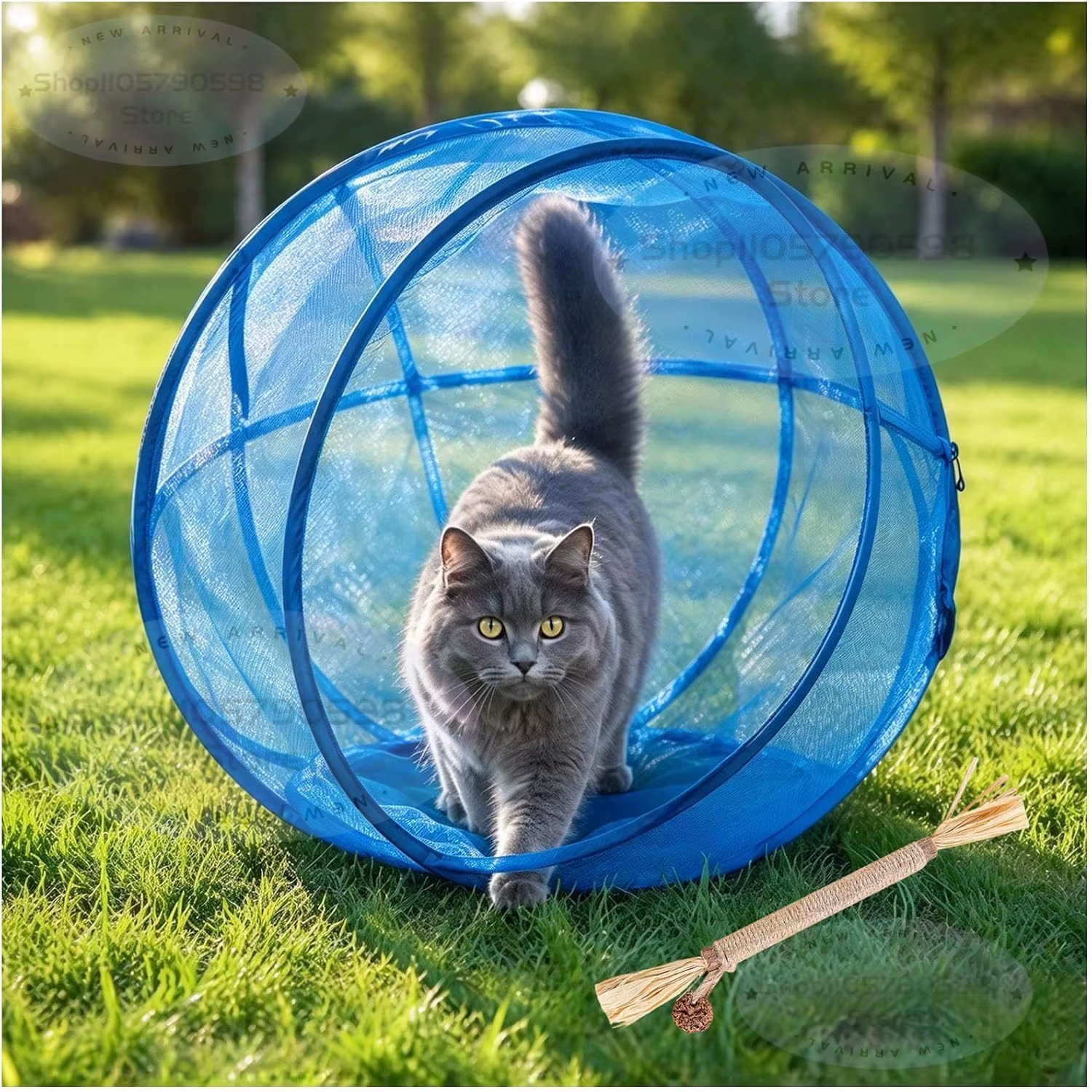 🐱🌍 360° Panoramic Rolling Cat Playpen Ball – Foldable Mesh Outdoor Pet Enclosure