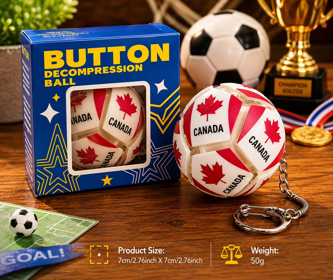 🏆⚽ 2026 World Cup Soccer Ball Fidget Button Keychain