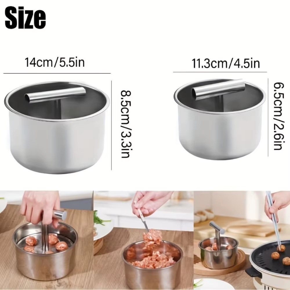 Stainless Steel Hand Press Meatball Maker – Quick & Easy Meatball Molding Tool