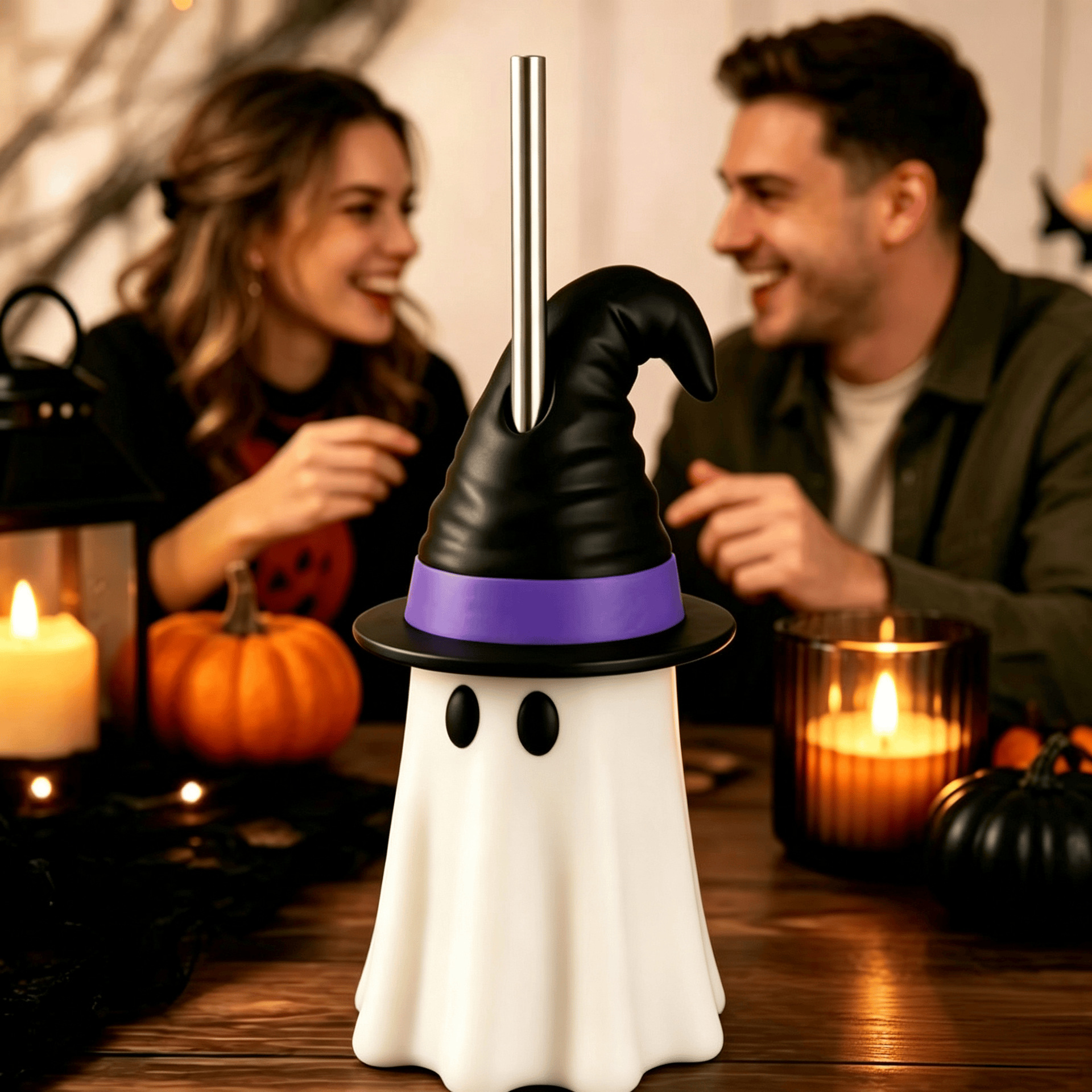 Halloween Ghost Can Holder – 3D Printed Spooky Witch Hat Beverage Can Stand