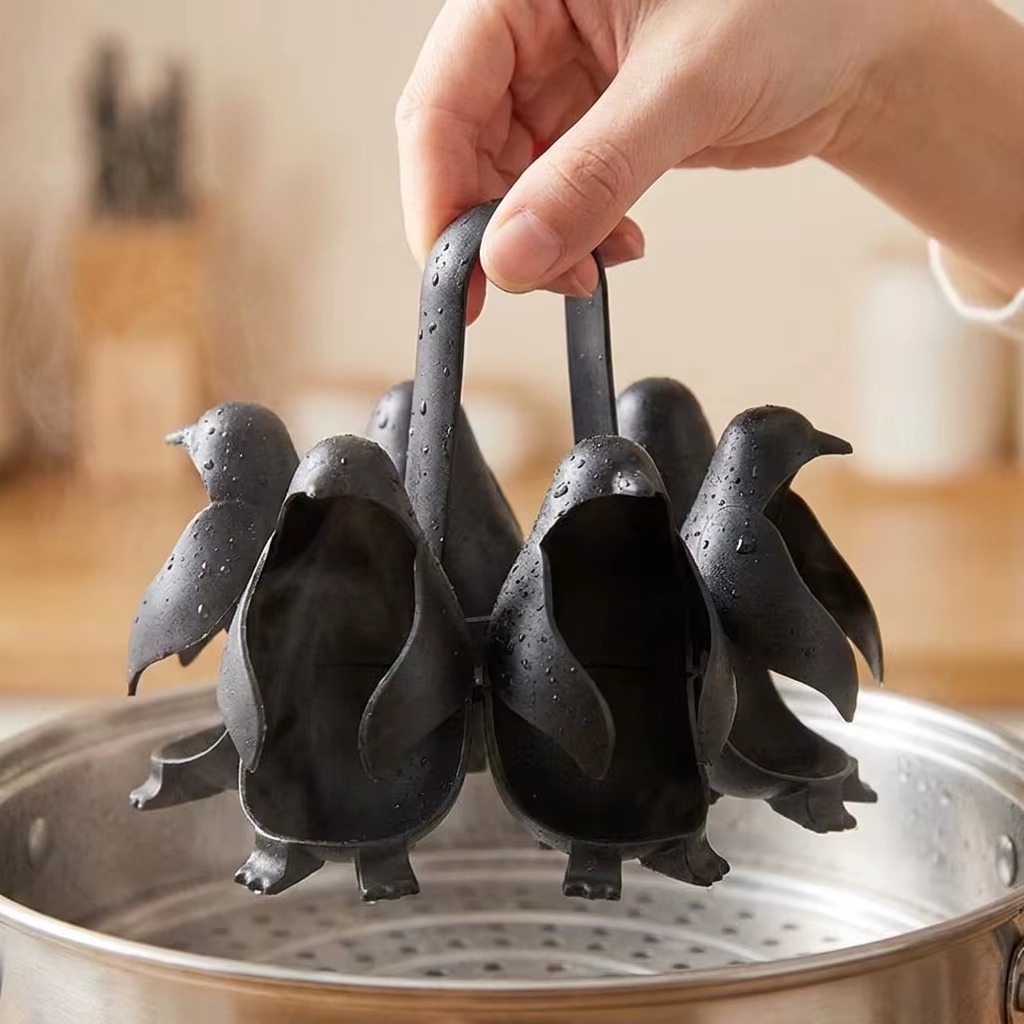 Cute Penguin Egg Boiler & Steamer Rack with Handle
