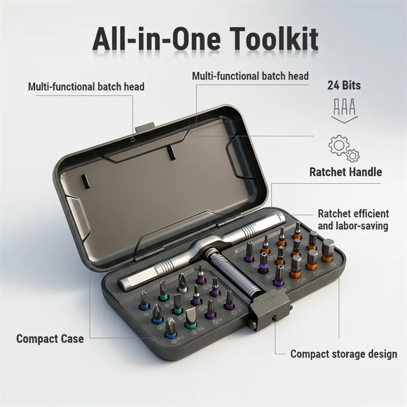 24-in-1 Magnetic Screwdriver Set – Telescoping Ratchet Precision Repair Tool Kit