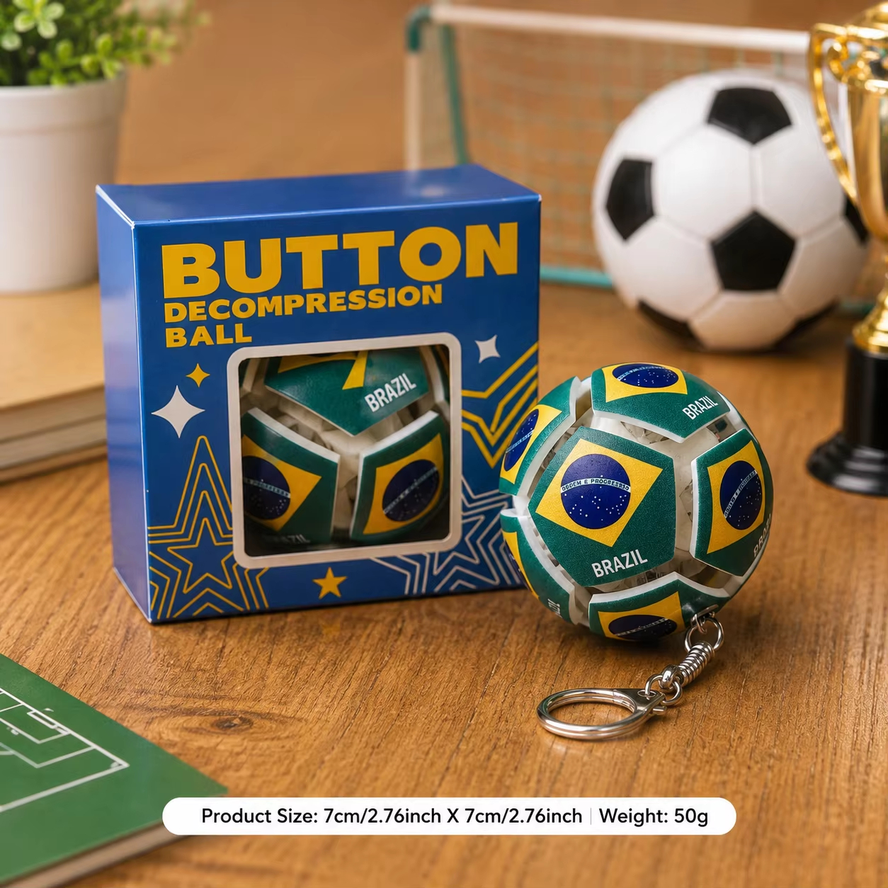 🏆⚽ 2026 World Cup Soccer Ball Fidget Button Keychain