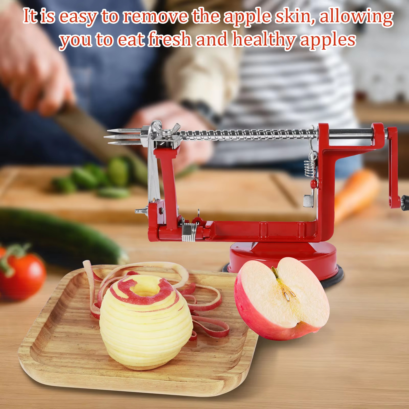 3-in-1 Hand Crank Fruit Peeler – Peel, Slice & Core