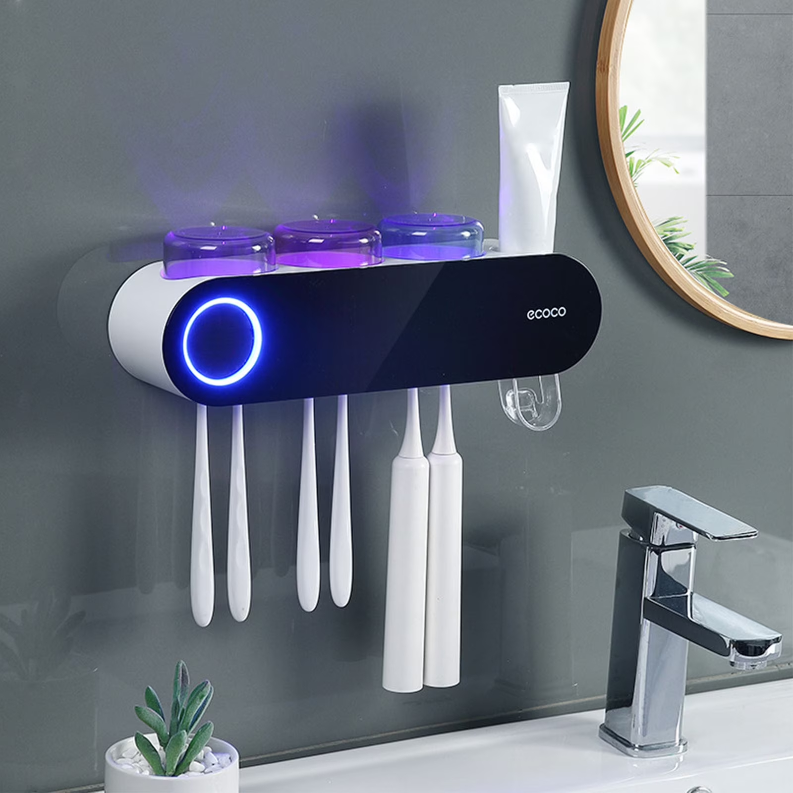Smart UV Toothbrush Holder & Bathroom Organizer