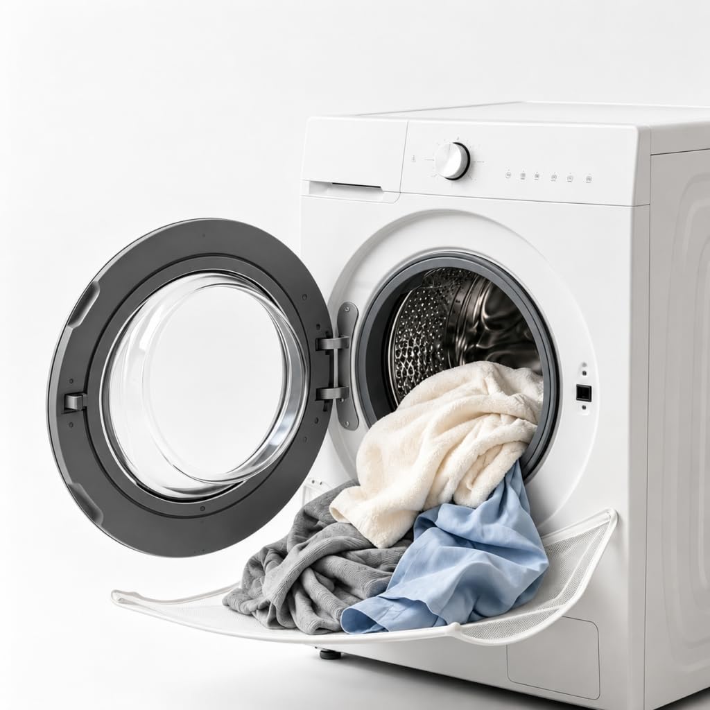 Front Load Washer Laundry Catcher Net – Foldable No-Bend Clothes Catching Mesh Guard