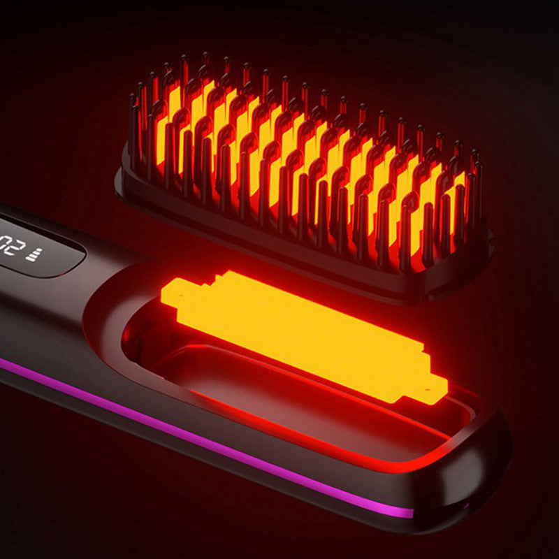 ✨Last Day Special Price £14.98!!💥Wireless Ceramic Heating Hair Straightening Comb💇‍♀️