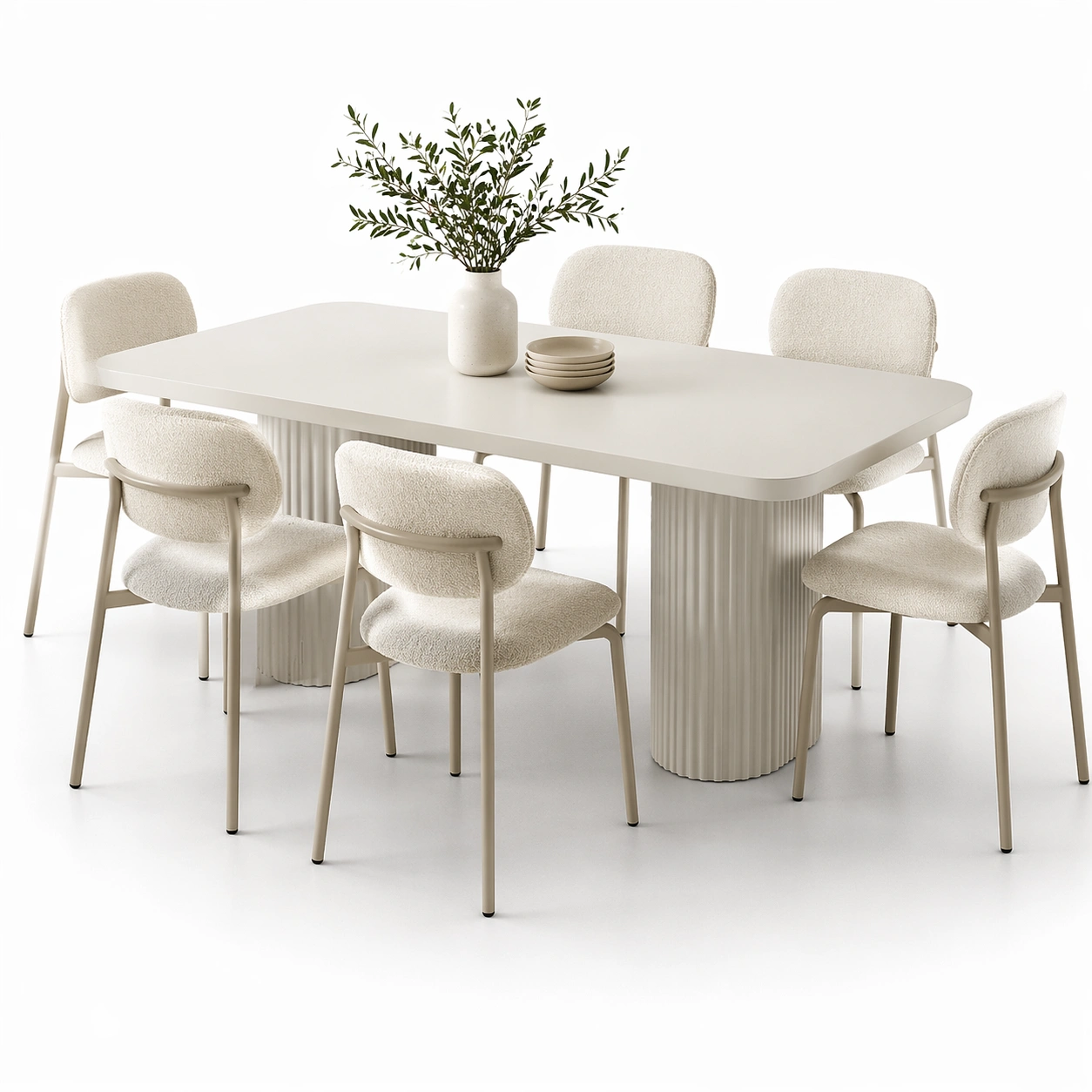 Esstisch Set Beige-lorqena