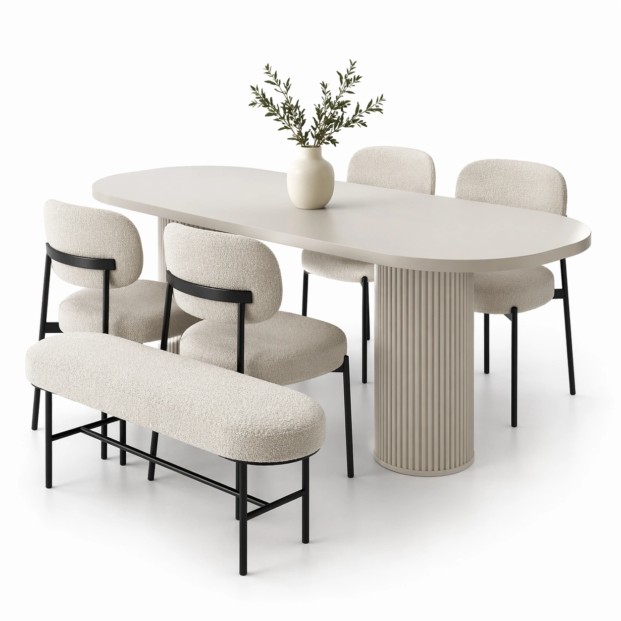 Esstisch Set Grau-lorqena