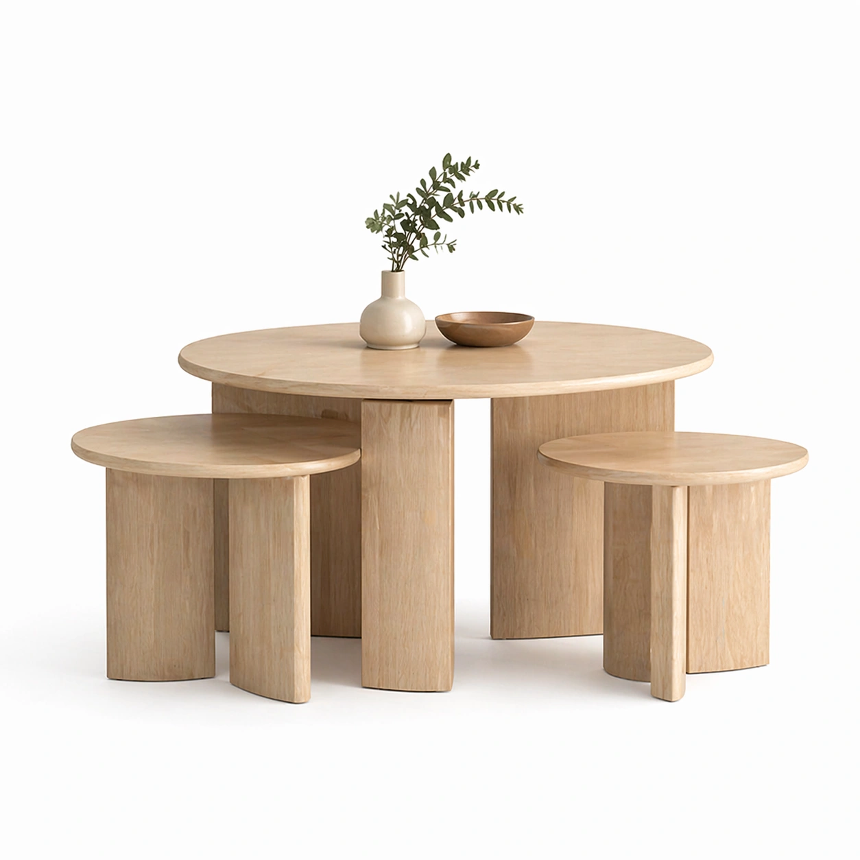 Couchtisch rund Holz Beige-lorqena
