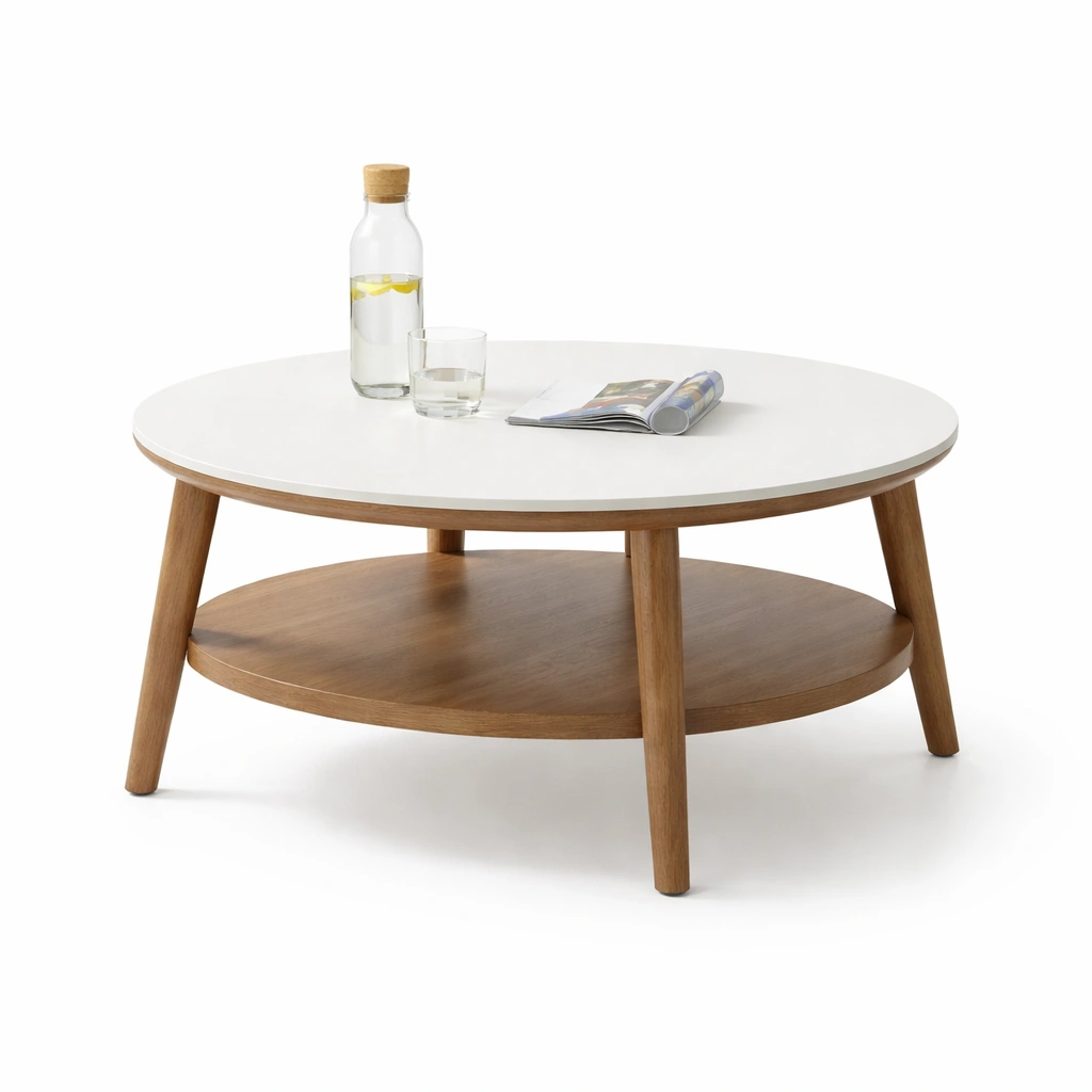 Couchtisch rund Weiss Beige-lorqena