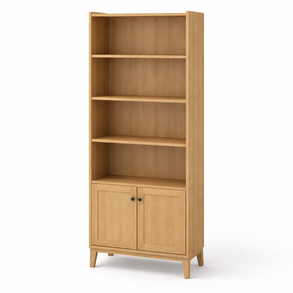 Buecherregal schlicht Holz Beige-lorqena