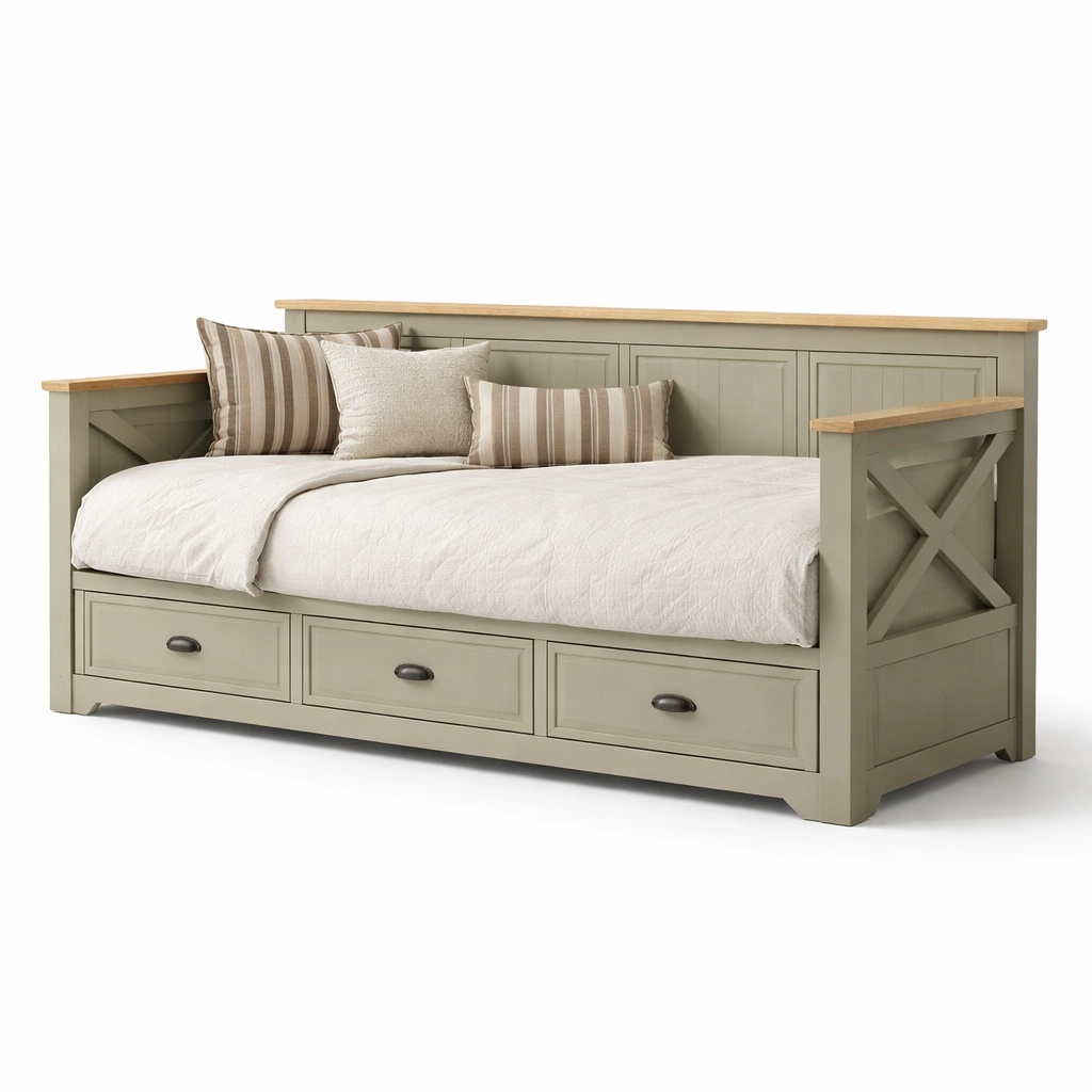 Bett Landhaus Gruen-lorqena