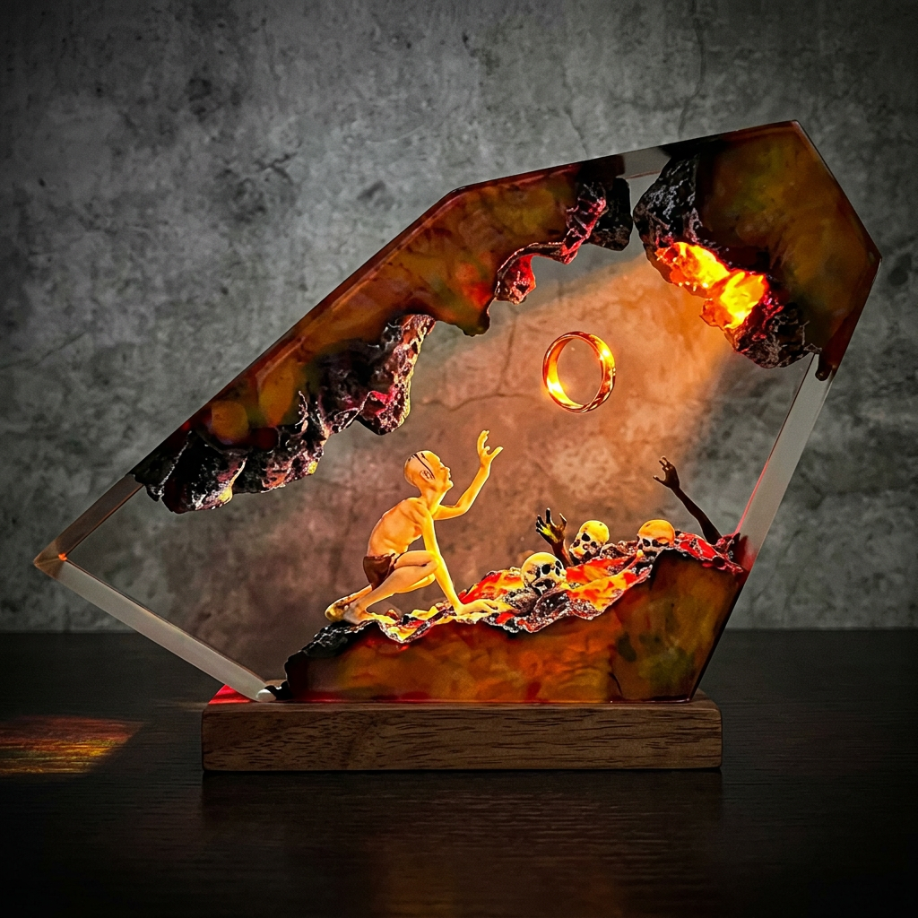 Lost Soul Resin Night Light Epoxy Wood Lamp Unique Gift Home Decor