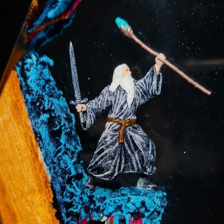 Abyss Guardian Resin Night Light Epoxy Wood Lamp Unique Gift Home Decor