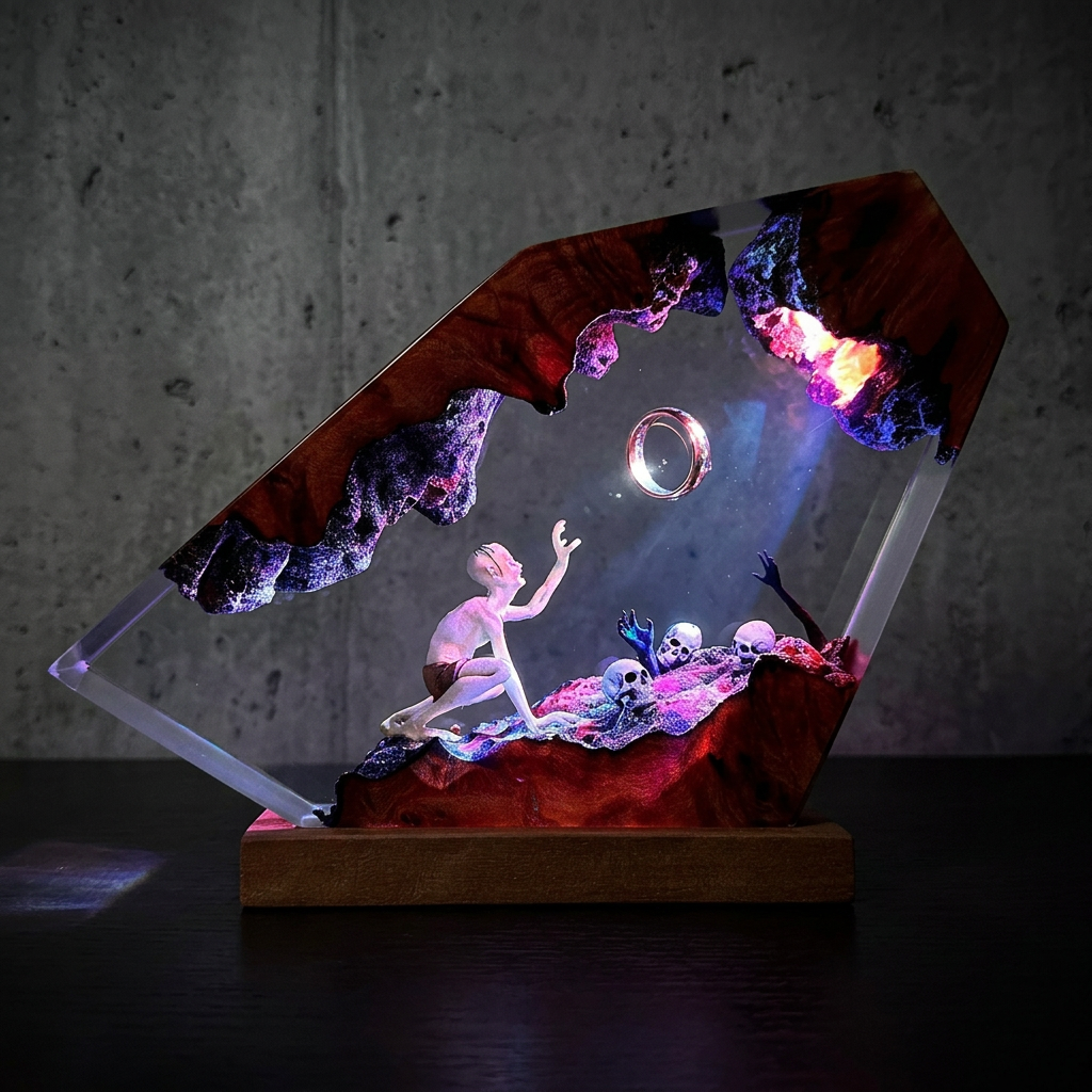 Lost Soul Resin Night Light Epoxy Wood Lamp Unique Gift Home Decor