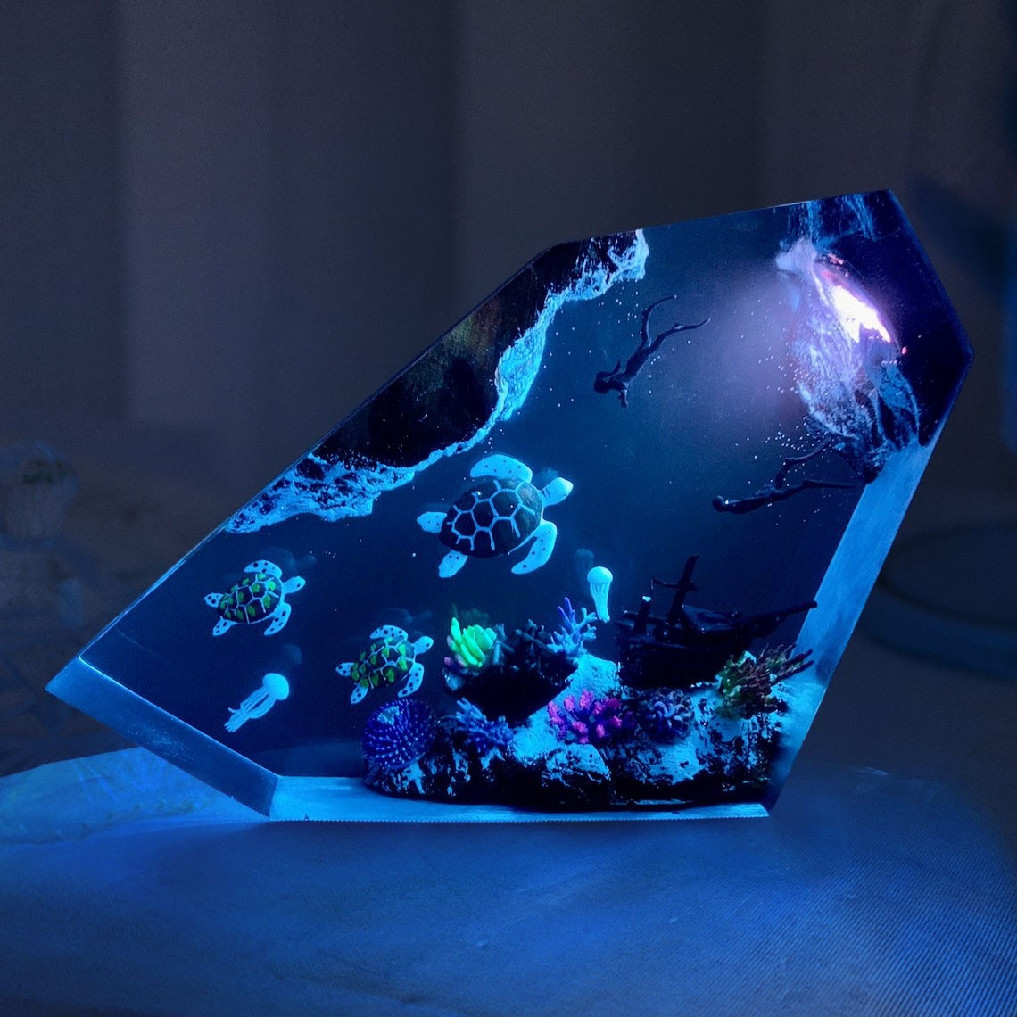 Octopus and Couple Diver Resin Night Lights Unique Gift Home Decor