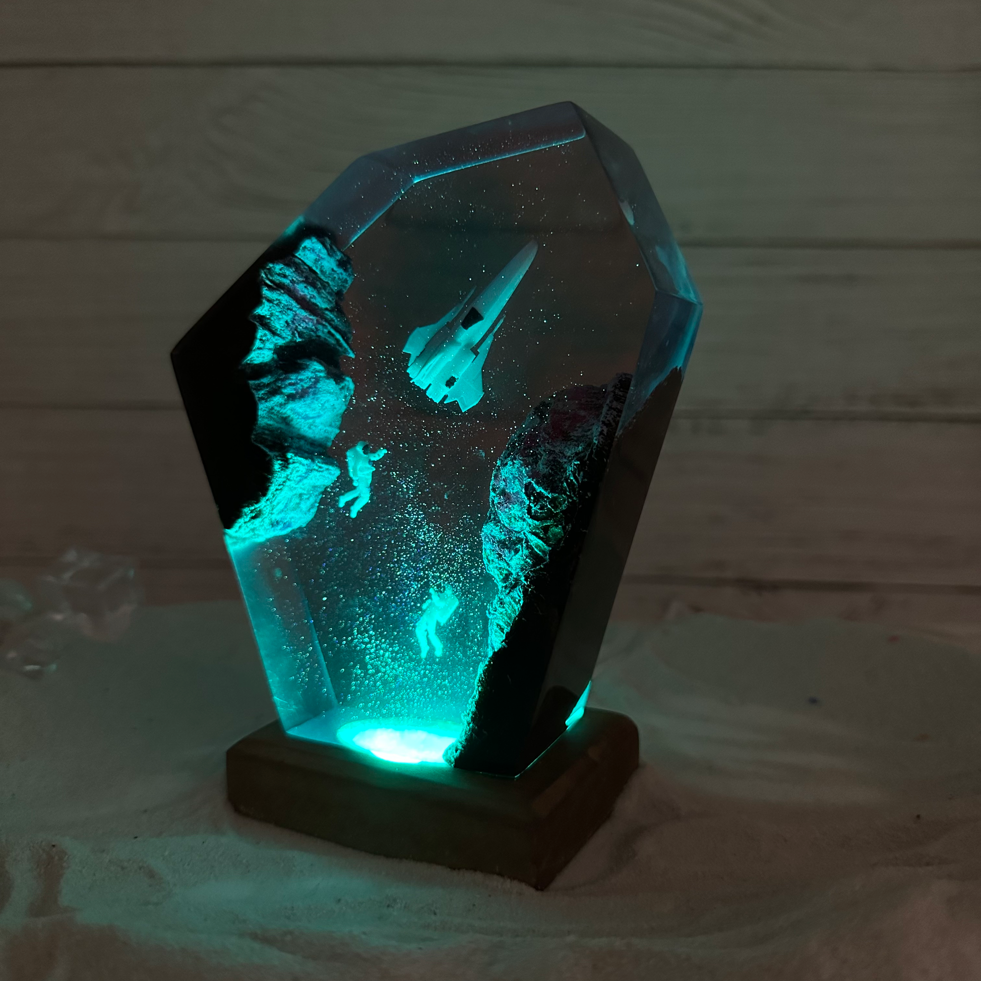 Space Astronaut Epoxy Lamp Galaxy Wood Night Ligh Unique Gift Home Decor