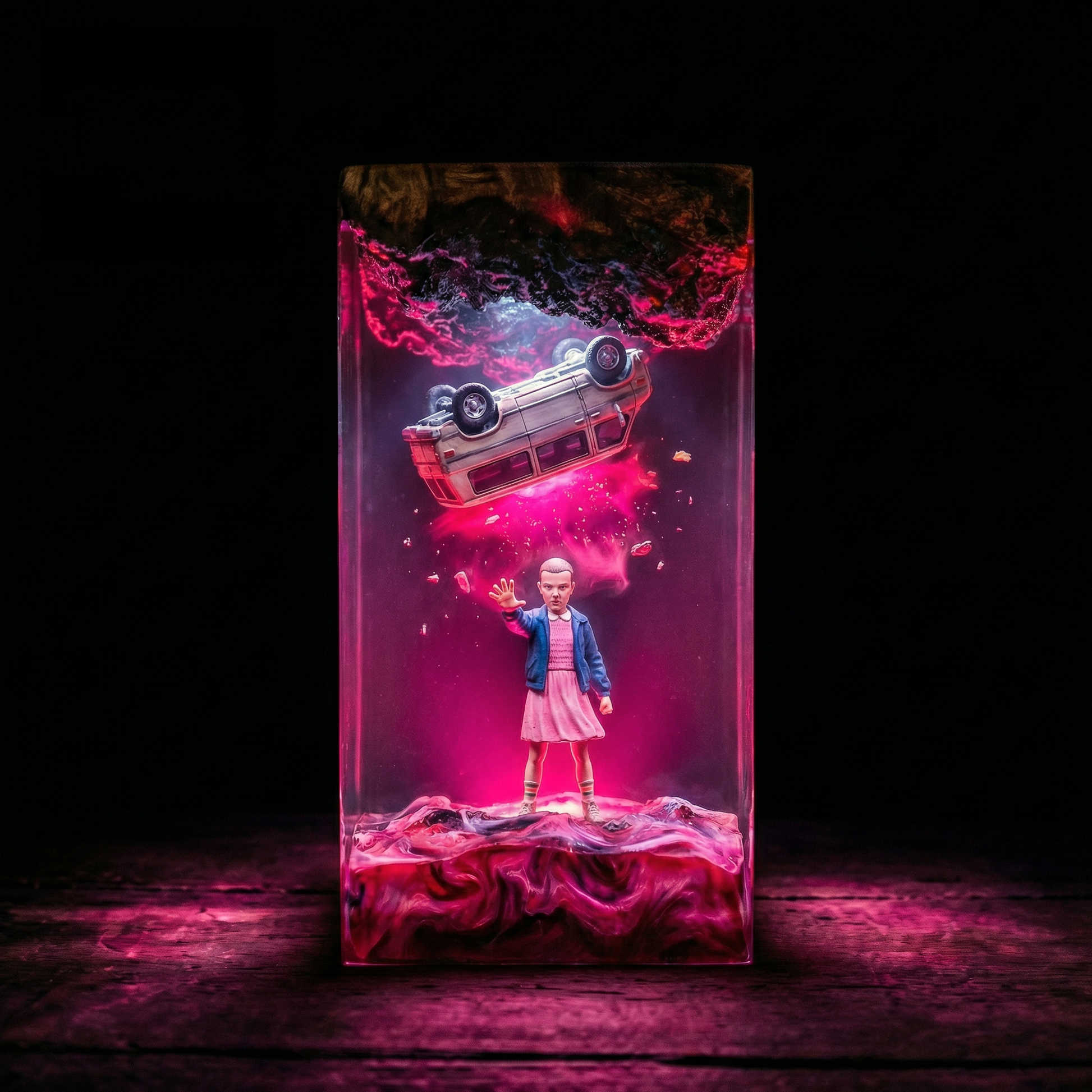 Stranger Horror Resin Night Light Epoxy Wood Lamp Unique Gift Home Decor