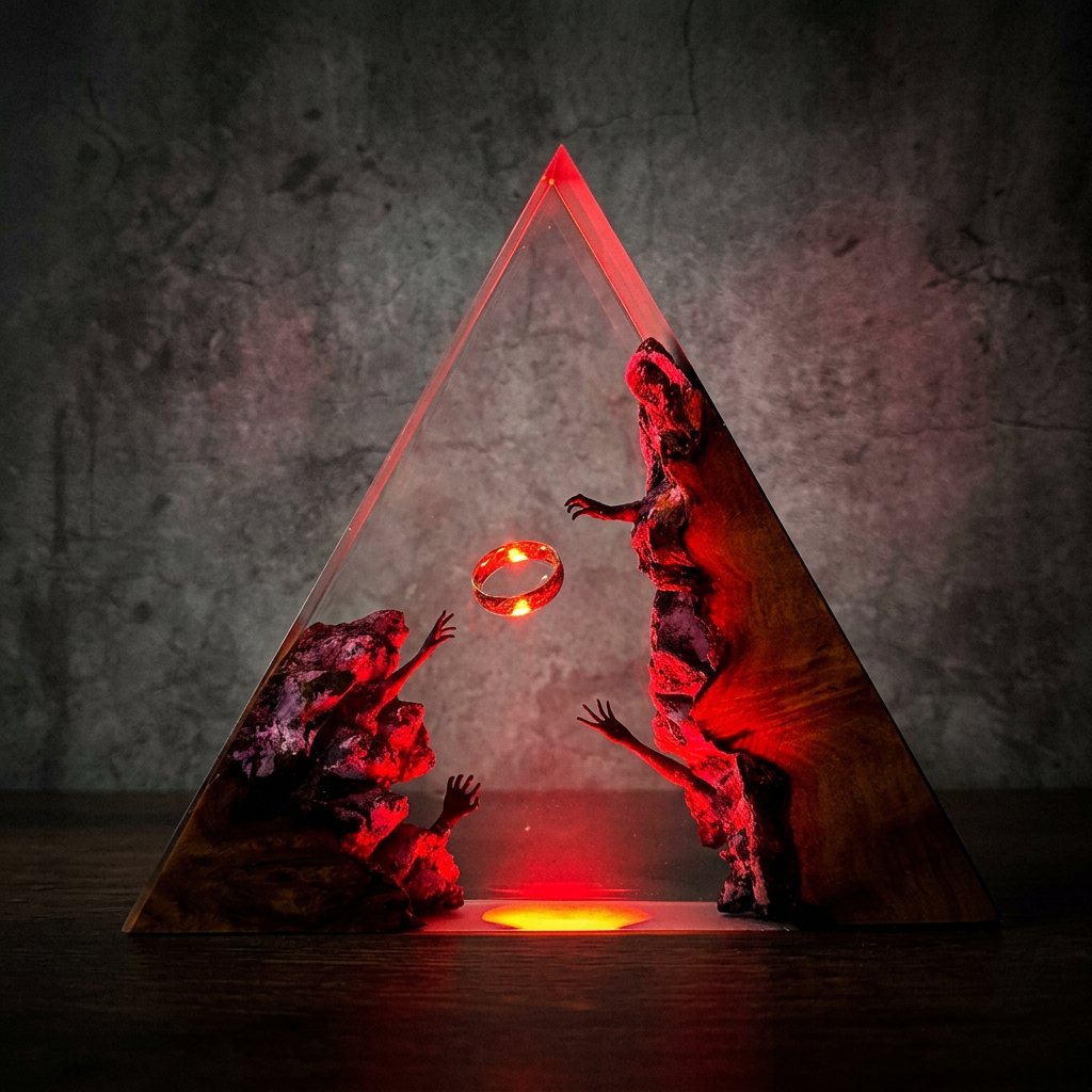 Eternal Ring Resin Night Light Epoxy Wood Lamp Unique Gift Home Decor