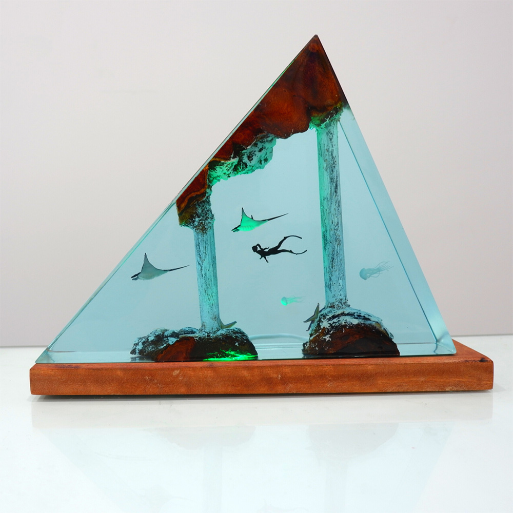 Atlantis Ocean Resin Wood Lamp Unique Gift Home Decor