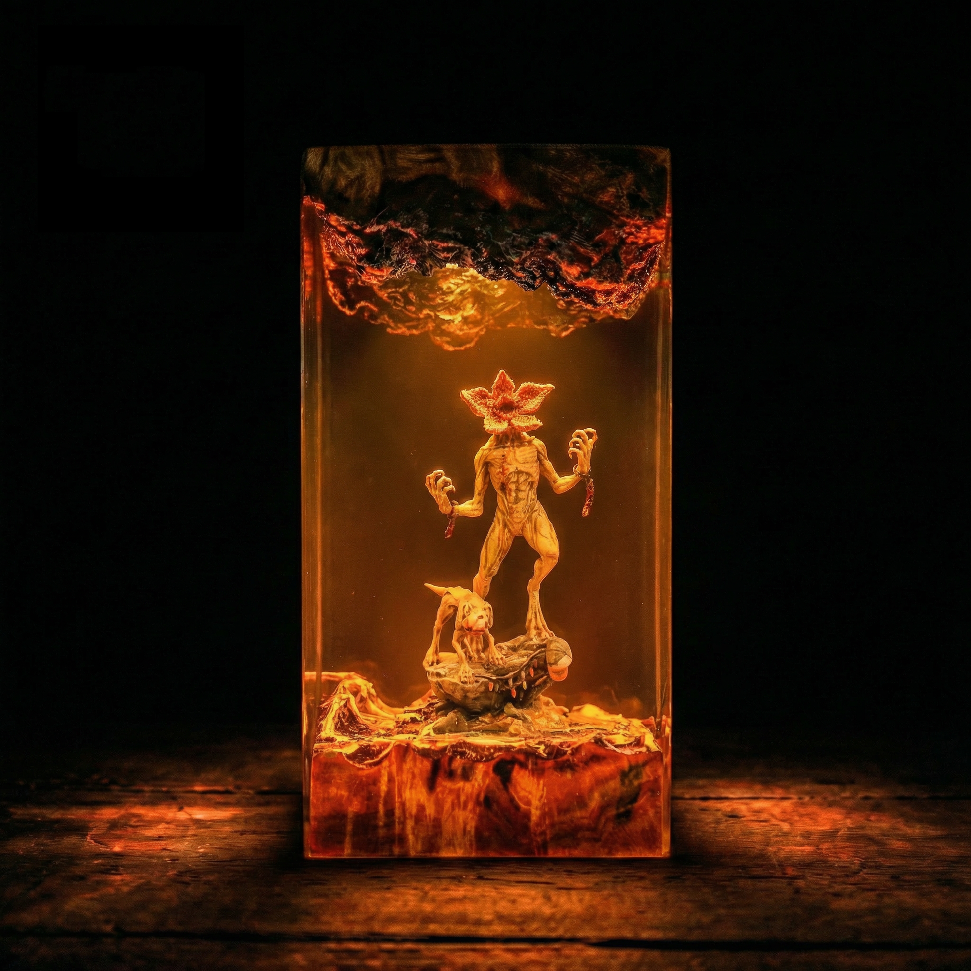 Stranger Horror Resin Night Light Epoxy Wood Lamp Unique Gift Home Decor