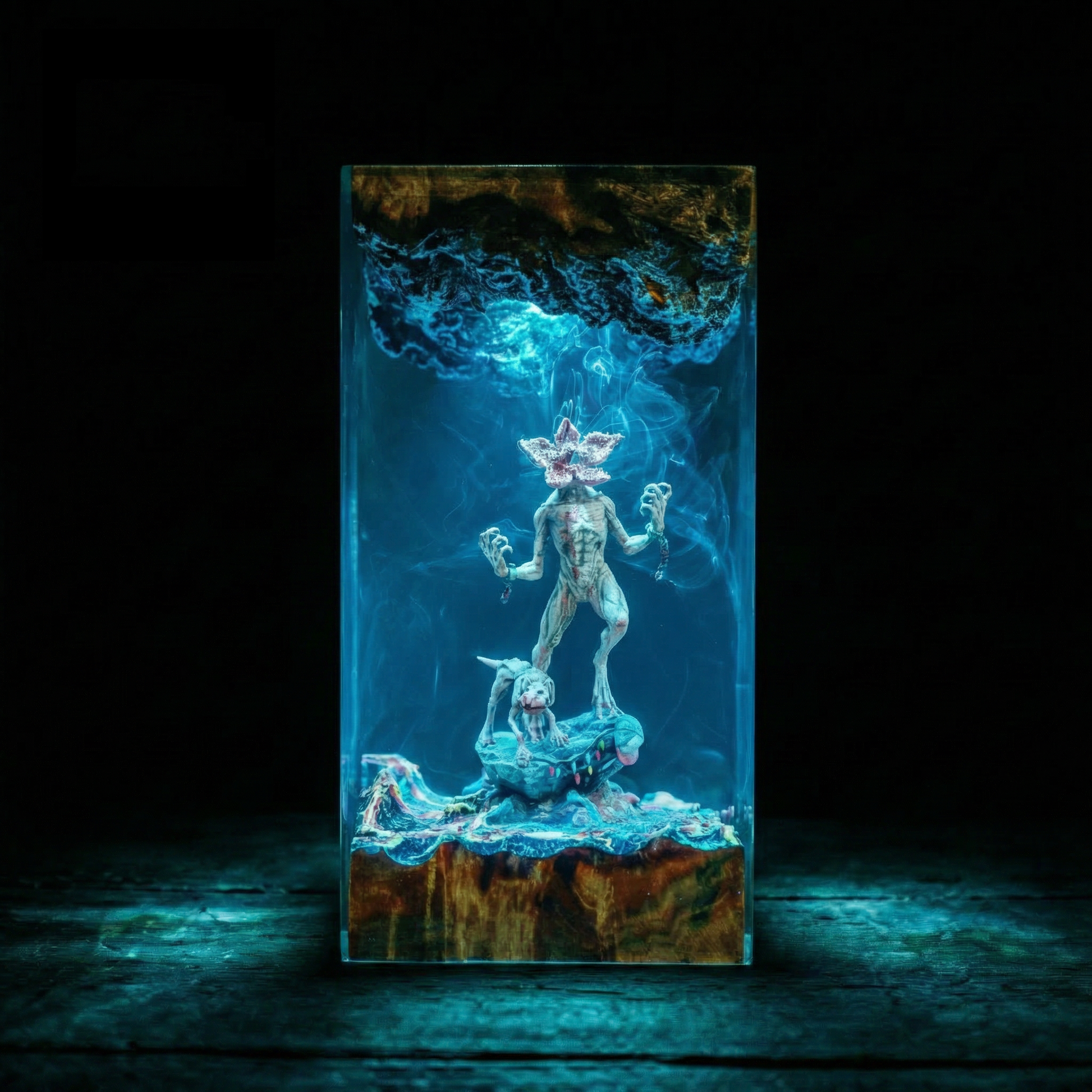 Stranger Horror Resin Night Light Epoxy Wood Lamp Unique Gift Home Decor